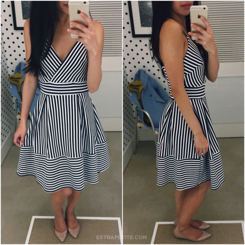 AQUA Bloomingdale’s Crossover Stripe Dress